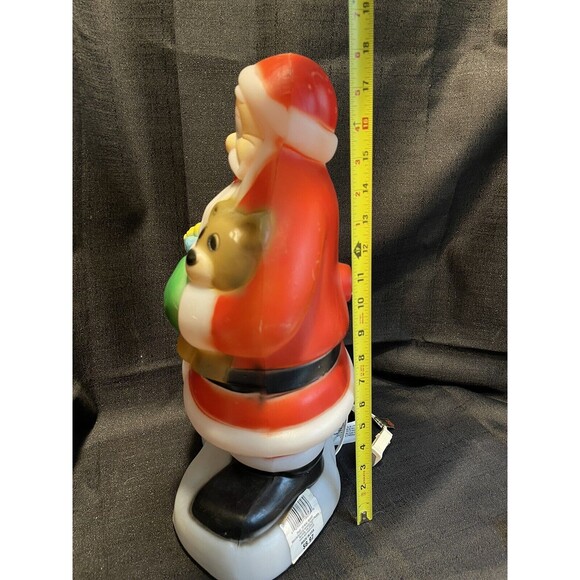 Vintage Santa Claus Blow Mold General Foam Christmas 18” Teddy Bear Gift W/cord - Picture 7 of 7